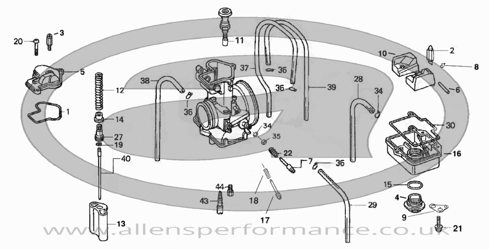 Exploded Parts Diagram Microfiche Keihin PWK38-CY3 Short Body Air Striker